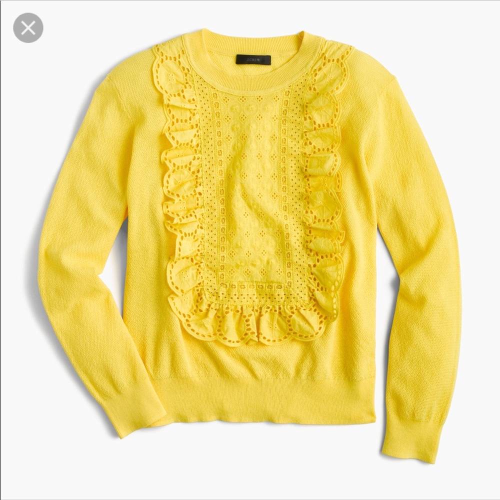 J.CREW Lara Lace Bib yellow pullover sweater XS